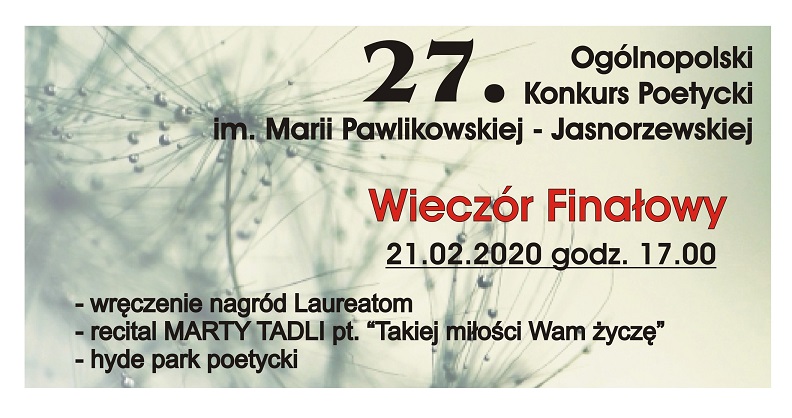 27 Ogólnopolski Konkurs Poetycki im.&nbsp;Marii Pawlikowskiej – Jasnorzewskiej